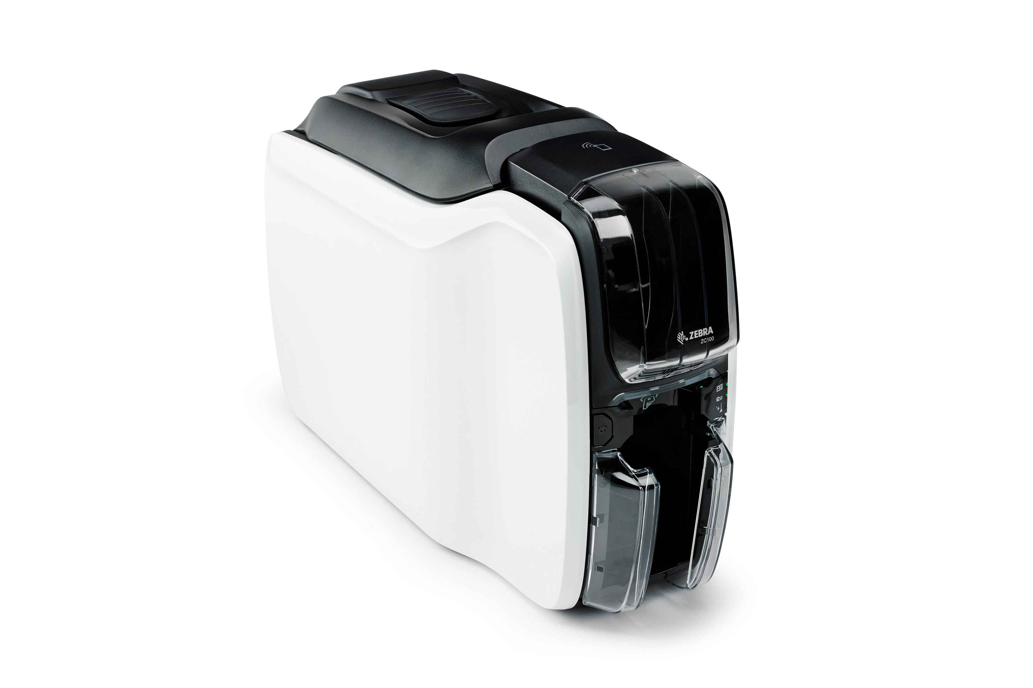 Front right view Zebra ZC100 ID card printer